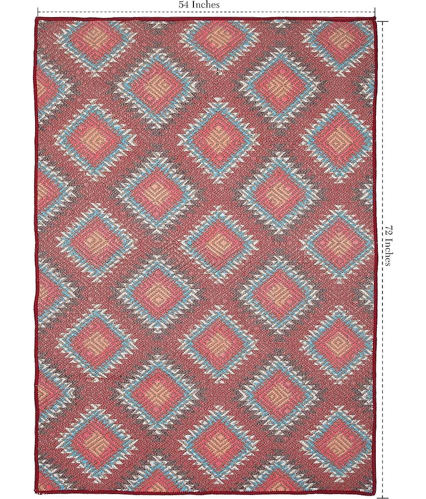 Aazeem Red Polyester Carpet Abstract 4x6 Ft view 2