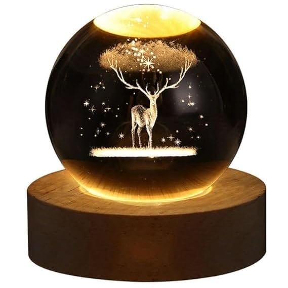 3D Crystal Ball Night Light ( Deer )