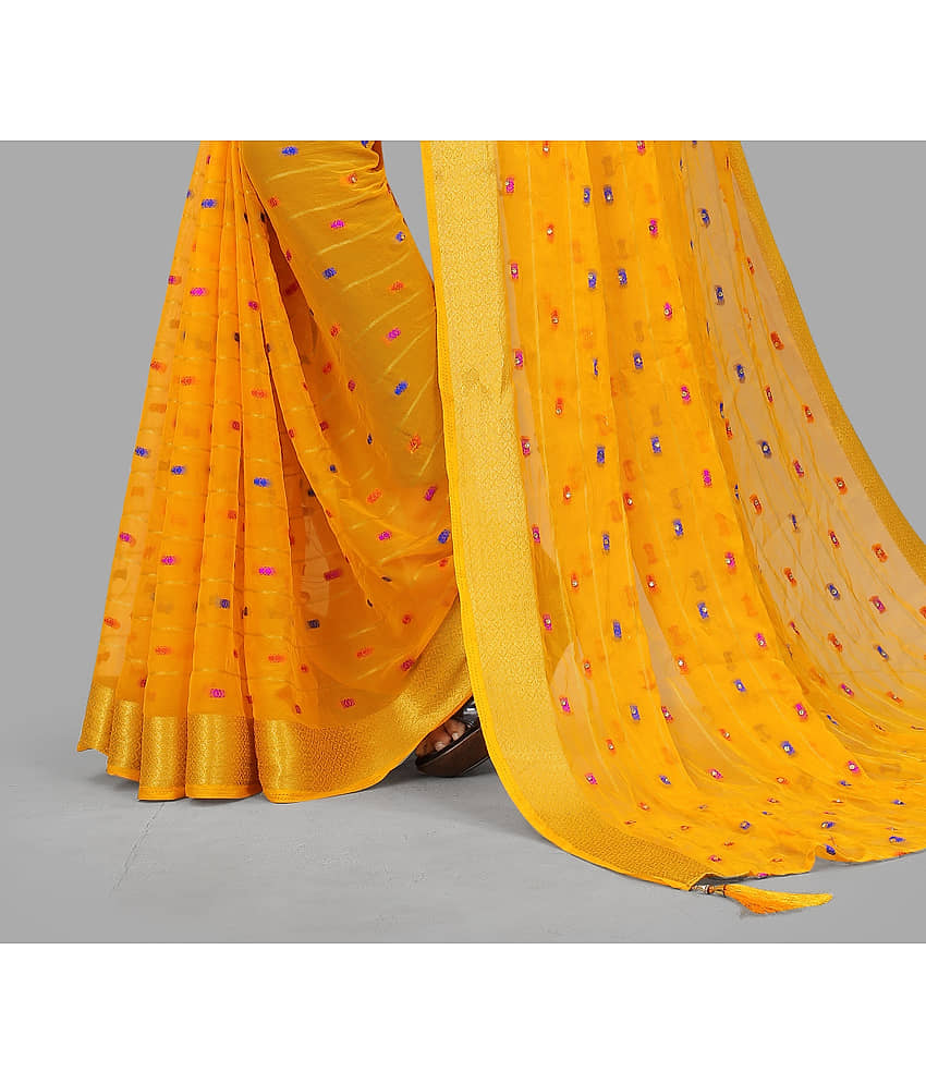 Rhey Chiffon Embellished Saree With Unstitched Blouse Piece ( Black ) view 2