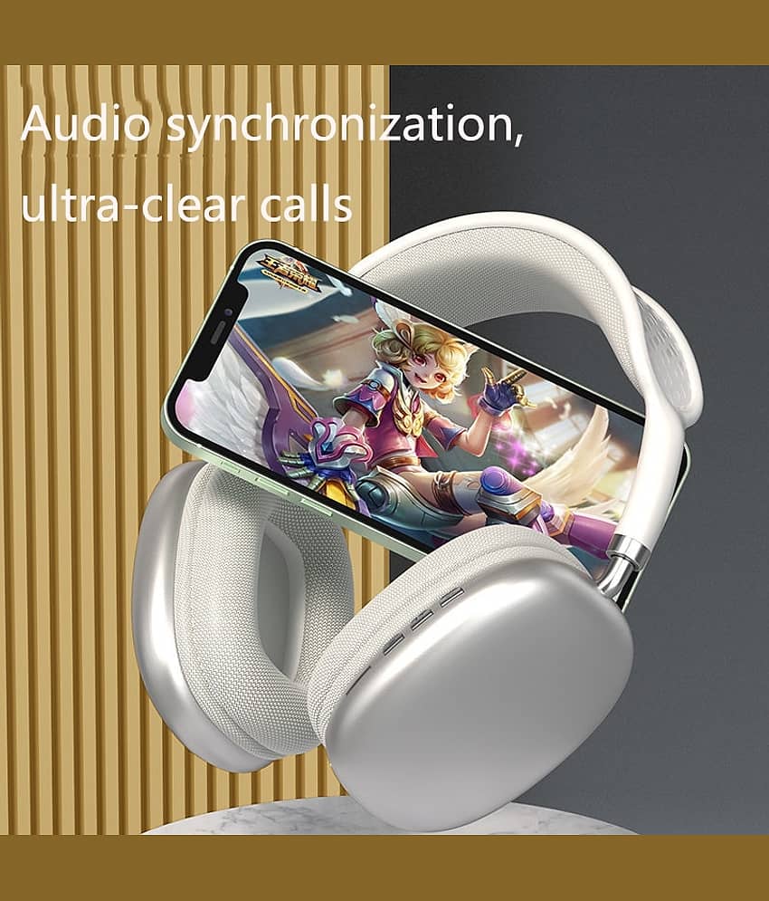 OLIVEOPS P9 Silver Headphones Bluetooth Bluetooth Headphone On Ear 4 Hours Playback Active Noise cancellation IPX4(Splash & Sweat Proof) Silver view 2