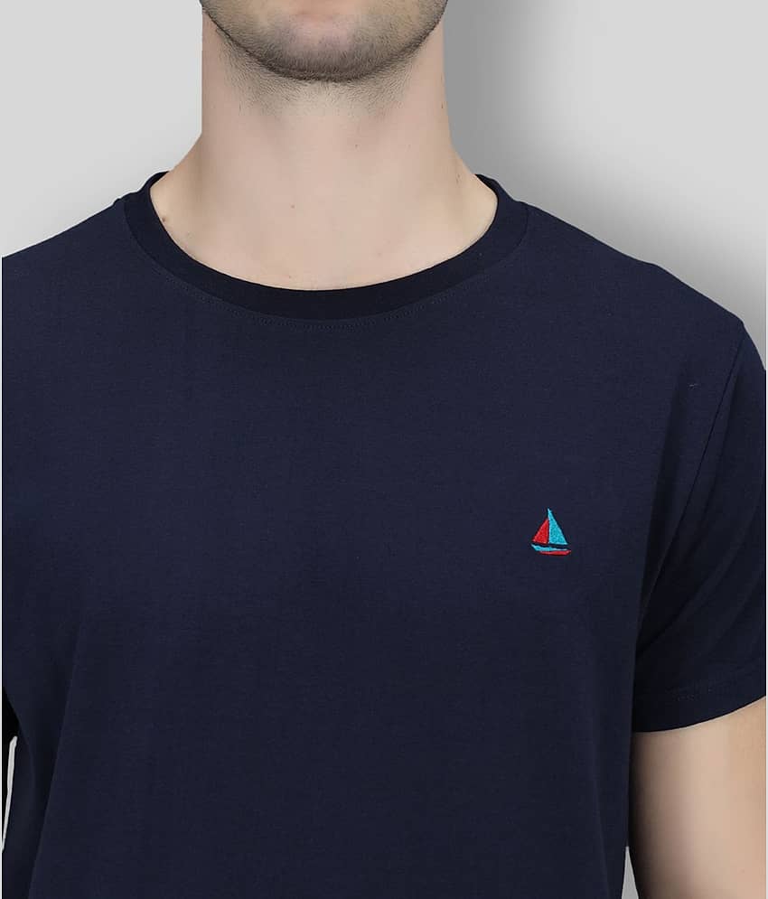 The Dry State - Navy Blue Cotton Regular Fit Men's T-Shirt ( Pack of 1 ) view 2