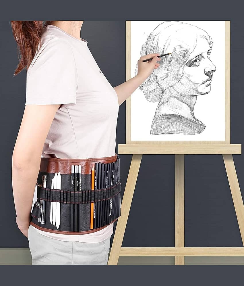 Angel Bear 29 Pieces Professional Sketching & Drawing Art Tool Kit with Graphite Pencils, Charcoal Pencils, Paper Erasable Pen, Craft Knife-Lightwish (with Canvas Rolling Pouch) view 2
