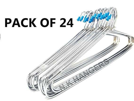 N.K HANGERS Metal Hangers Coat Hangers Heavy Duty Stainless Steel Clothes Hanger for Closet Clothing Shirt Suit Pant 16.4 Inch (24 pcs) view 2
