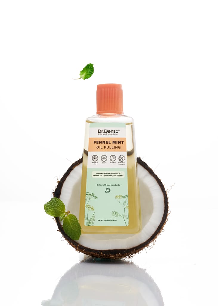 Dr.Dento Fennel Mint Oil Pulling | Ayurvedic Oral Care | All-Natural Coconut Oil Blend for Fresh Breath & Detox | Healthy Teeth & Gums (300 ML) view 2