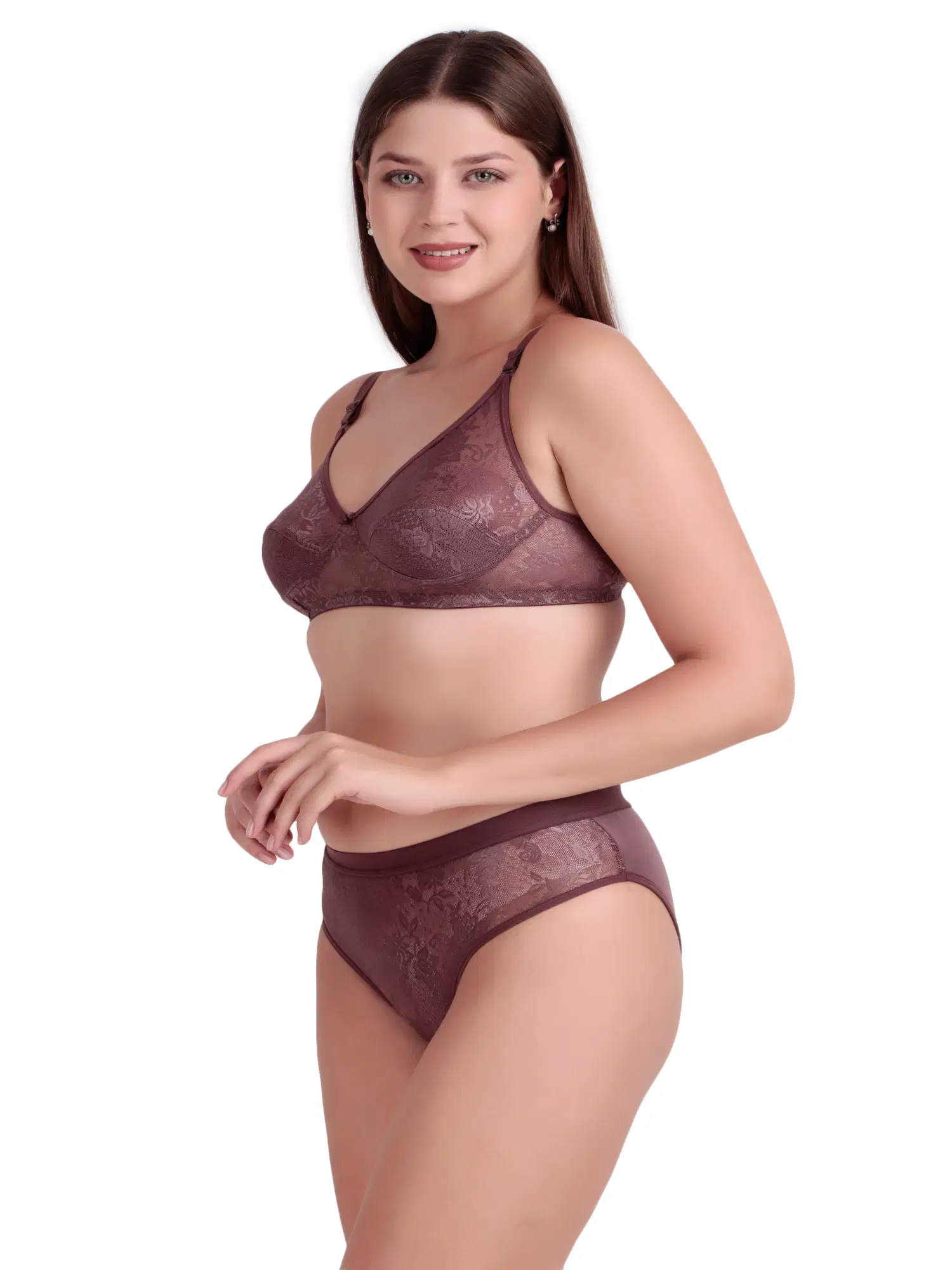 SLINGKINI Pack of 1 Net/Mesh Bra & Panty Set For Women ( Magenta ) view 2