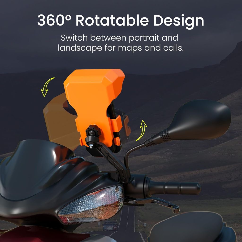 Portronics Mobike 5 Plus Mirror Mount Mobile Holder with Sunshade & Light Rain Protection view 2