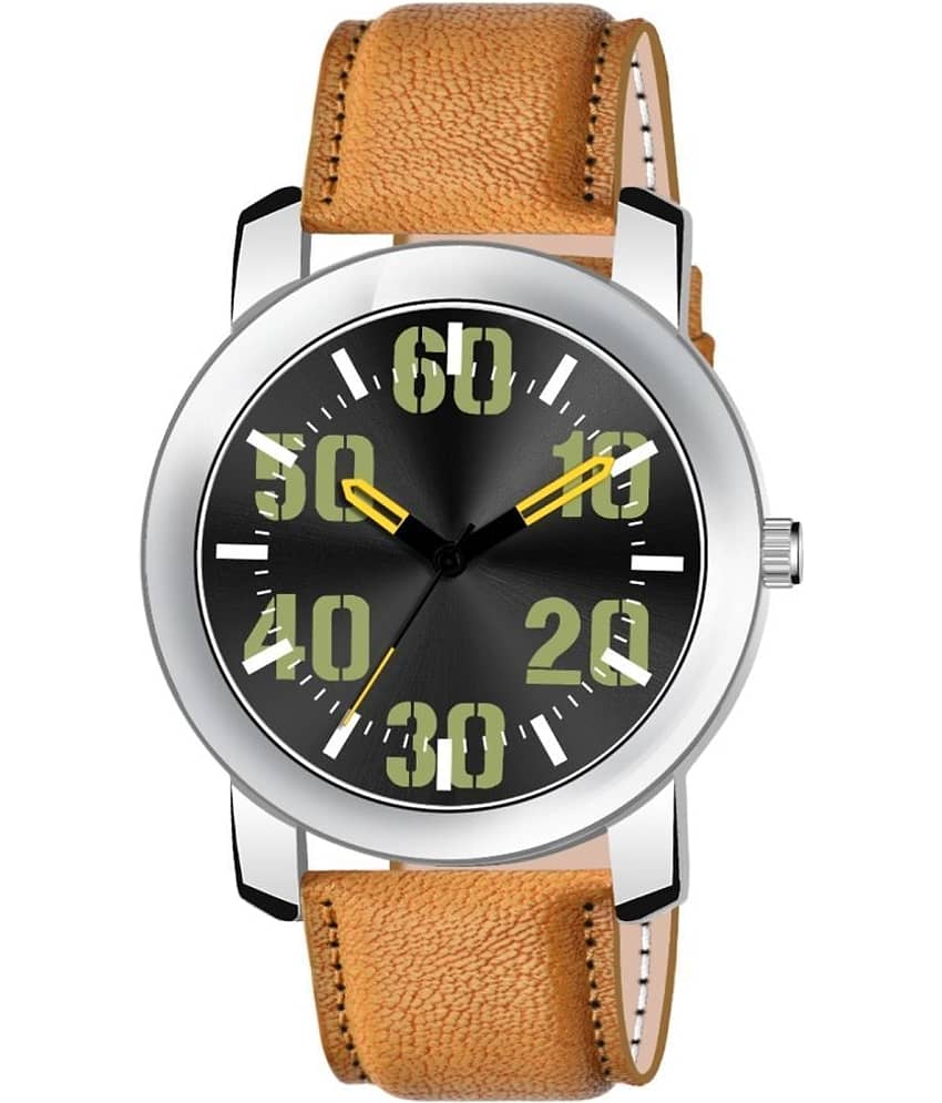 acnos Brown Leather Analog Men's Watch