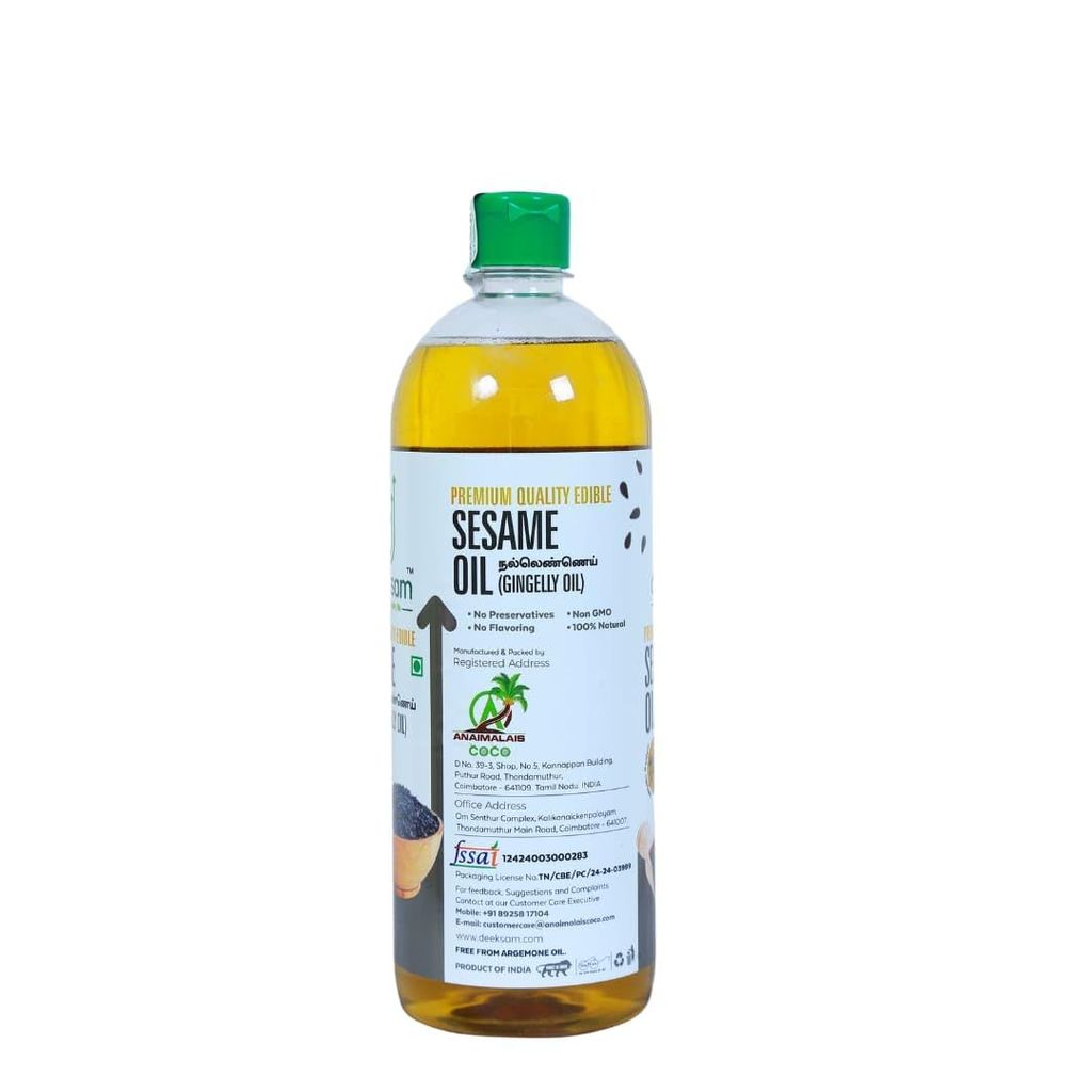 Deeksam Wood Pressed Sesame Oil | Pure Marachekku Nallennai | 100% Natural & Unrefined | Edible Grade | 1L view 2