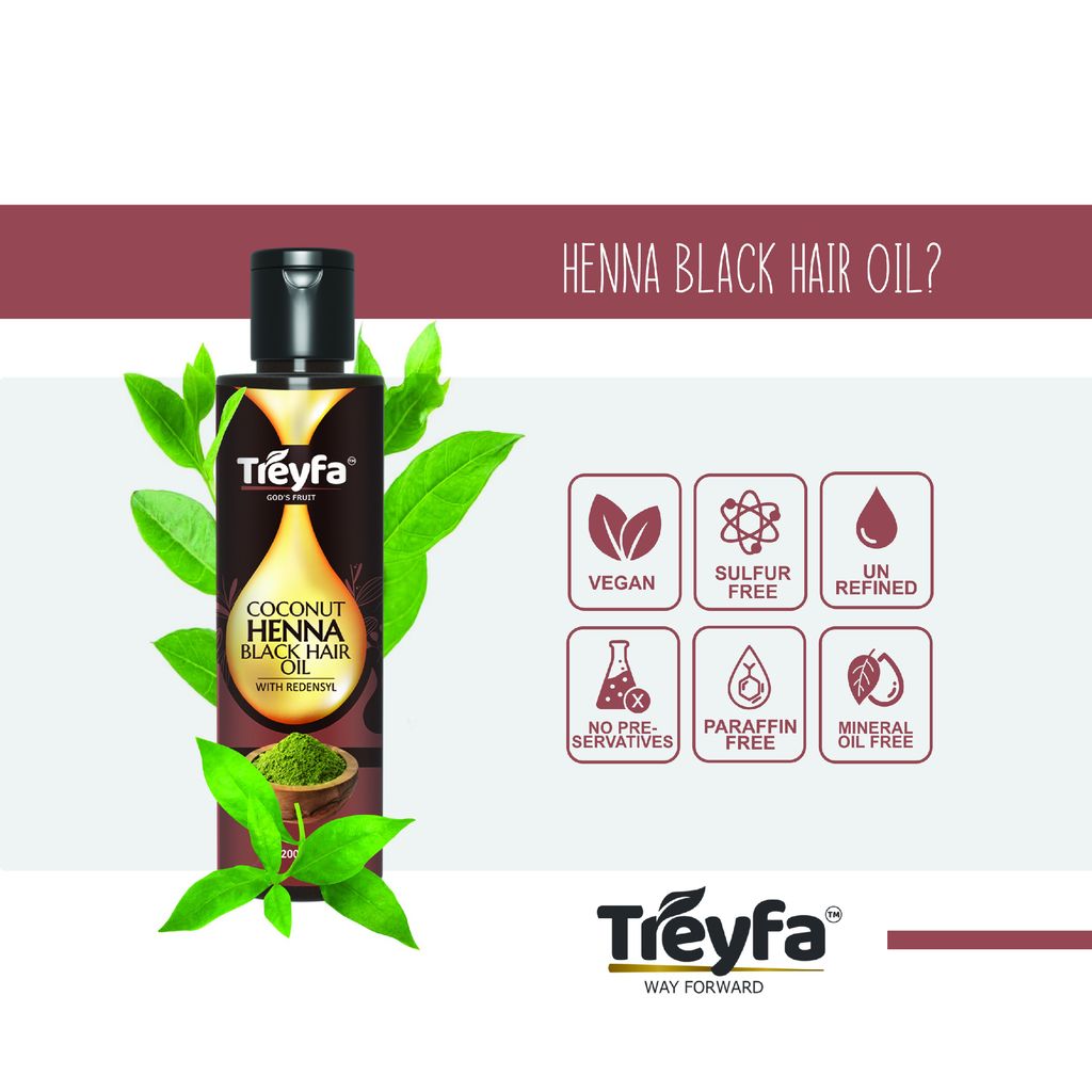 Treyfa coconut henna black hair oil for naturally black & healthy hair view 2
