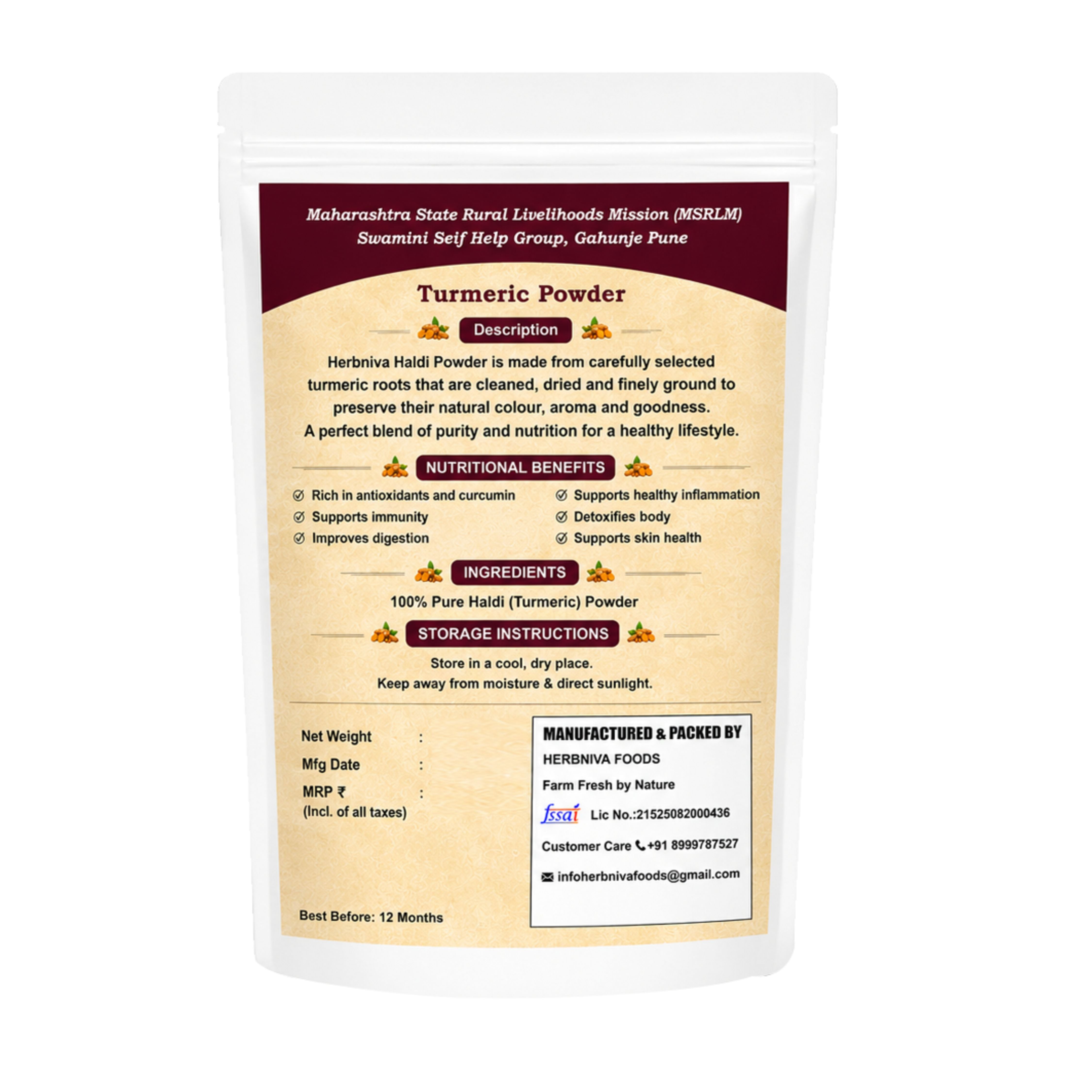 Herbniva Foods Turmeric (Haldi) Powder 100 g view 2