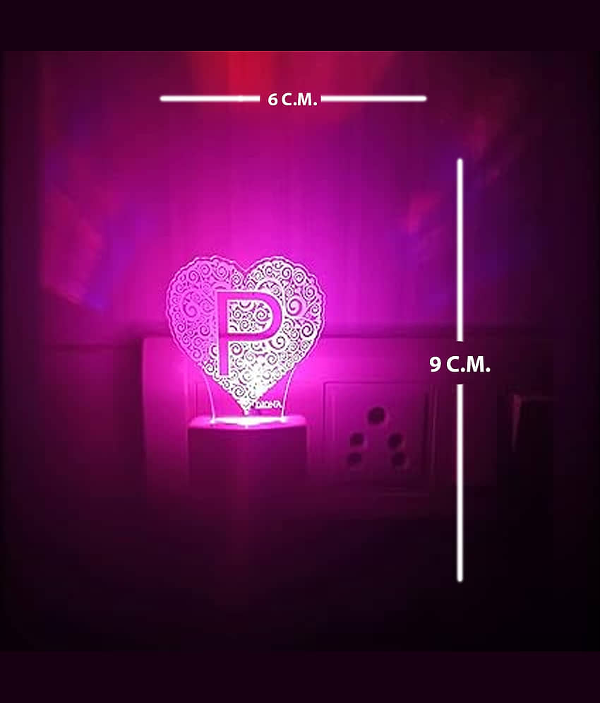 DIONA Night Lamp P Alphabet Heart Shape Bedroom, Living Room, Kids Room view 2
