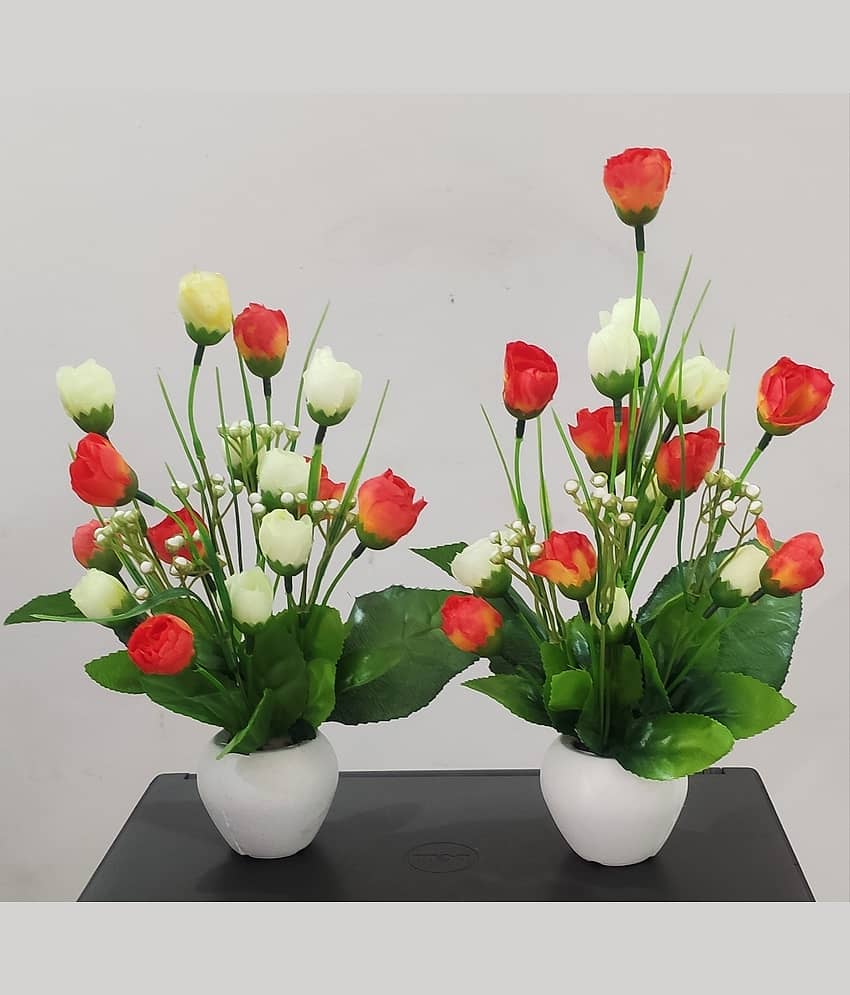 BAARIG - Orange Rose Artificial Flower ( Pack of 2 ) view 2