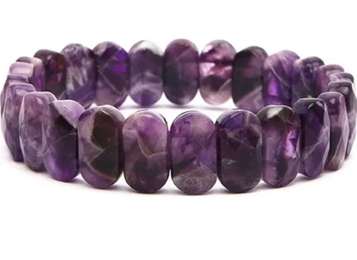 Sahaj Hast Amethyst Faceted Bracelet Healing Gemstone Jewelry (Size - 6.5") view 2