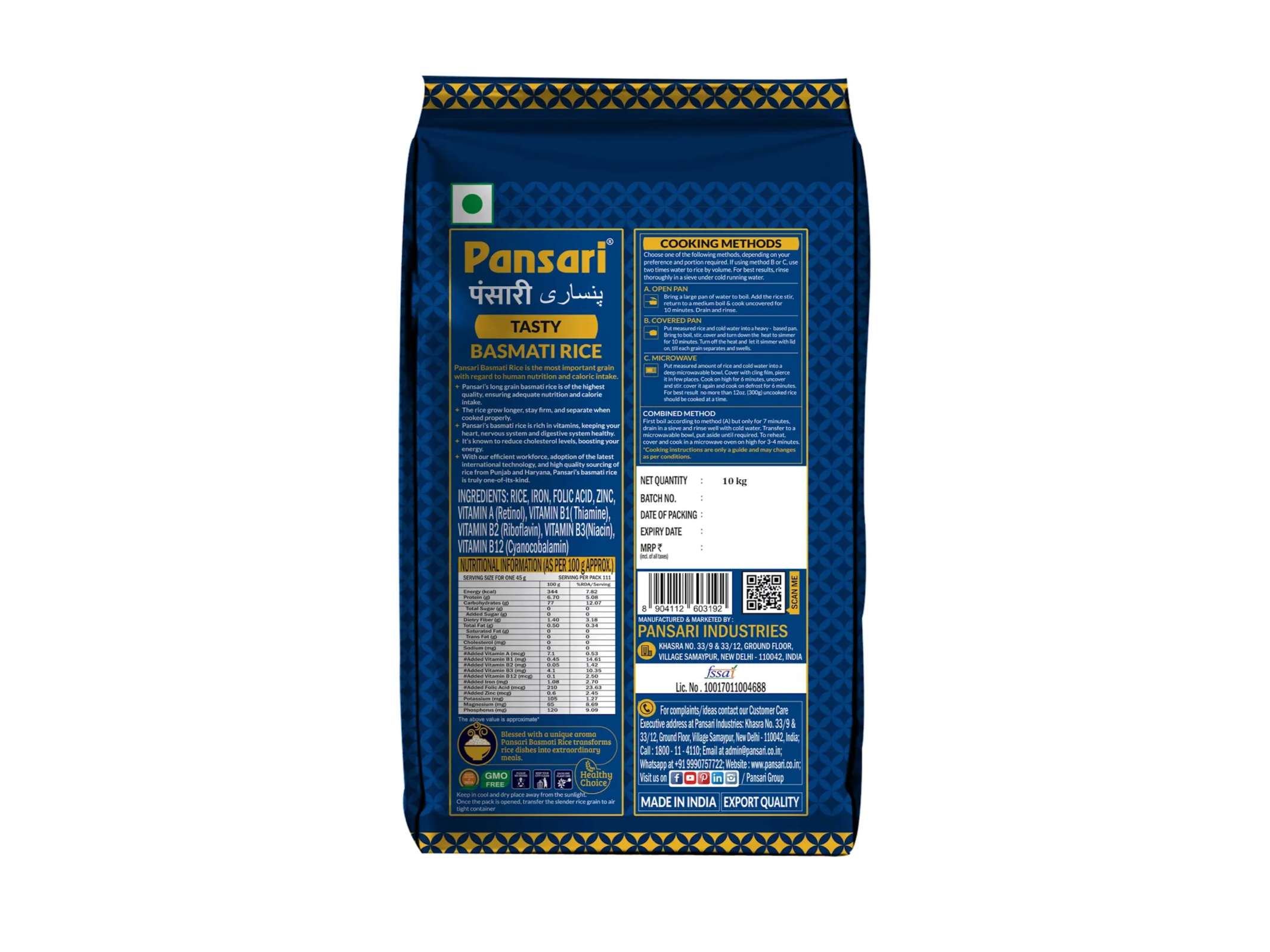 Pansari Tasty Basmati Rice - 10 Kilogram view 2