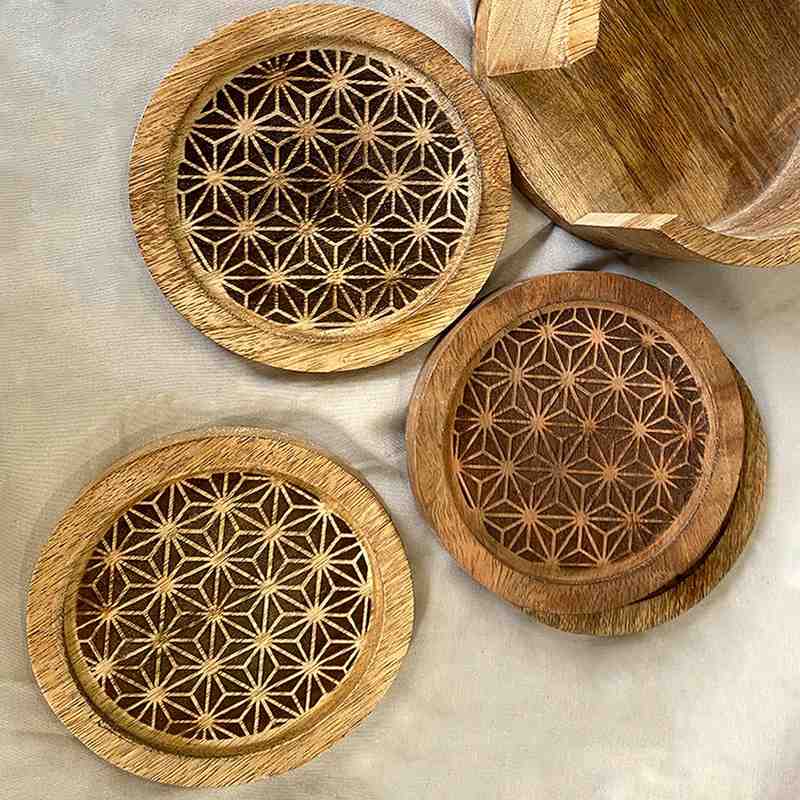 Floral Design Wooden Coasters -Set of 4 view 2