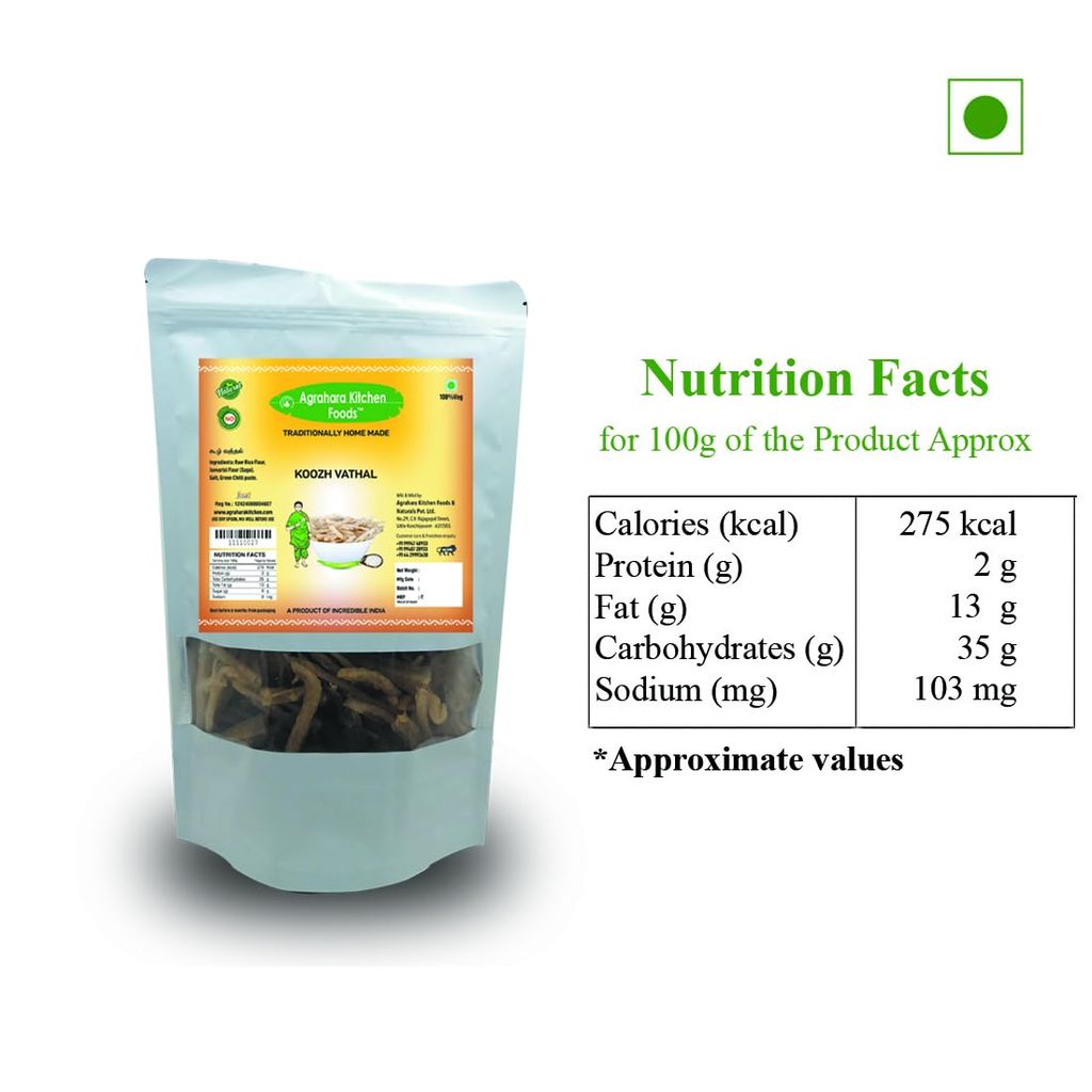 Agrahara Kitchen Foods Home mix Koozh Vathal with authentic south indian Flavours - 250gm view 2