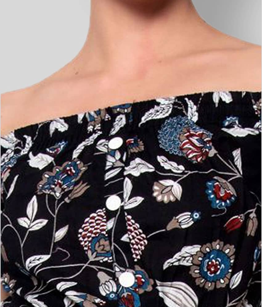 GOD BLESS Women's Rayon Crop Top ( Black ) view 2