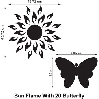 Grahak Trend Sun Flame with 10 Butterflies Golden 3D Acrylic wall Stickers. view 2