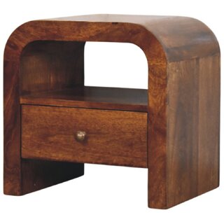 Darcy Chestnut Nightstand with Drawer and open shelf view 2