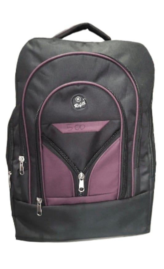 Stylish Black and Purple Backpack with Multiple Pockets view 2