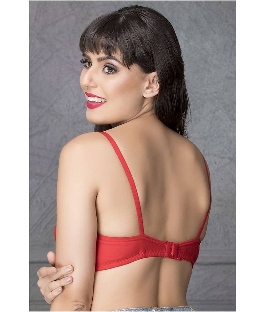 Clovia Cotton Non Padded Women's Everyday Bra ( Red ) view 2