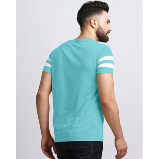 AUSK Mens Casual Striped Cotton Blend Black & Sky Blue Summer wear Co-ords set of T-Shirt & Trakpant view 2