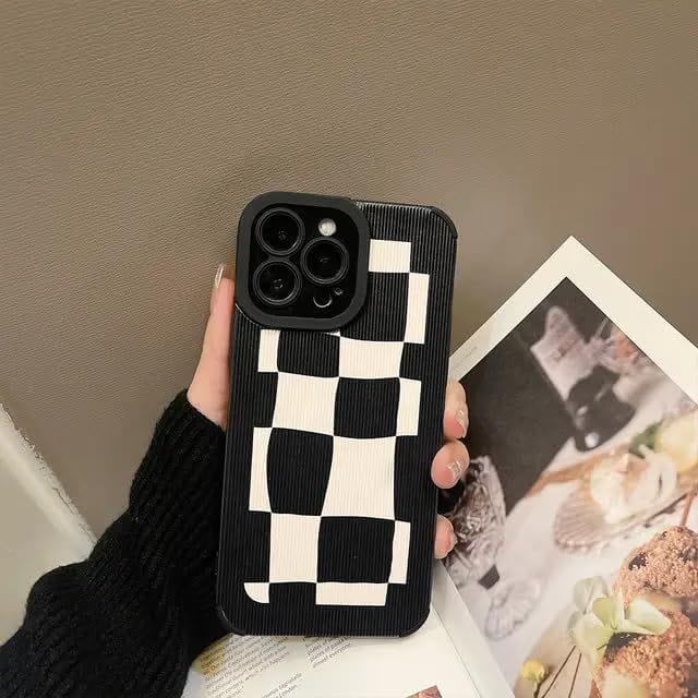 iPhone Case Checkerboard Lattice Checkered Plaid Irregular Grid Retro Design Soft Flexible Durable Shockproof Silicone Case for iPhone 12,13,13 Pro, 14 Pro, 14 Pro Max Pack of 1 (iPhone 13) view 2