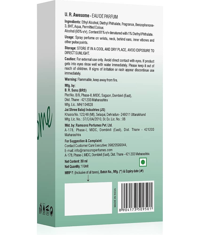 Ramsons - U R AWESOME Eau De Parfum Perfume For Women Long Lasting Perfume 30 ml (Pack of 1) view 2