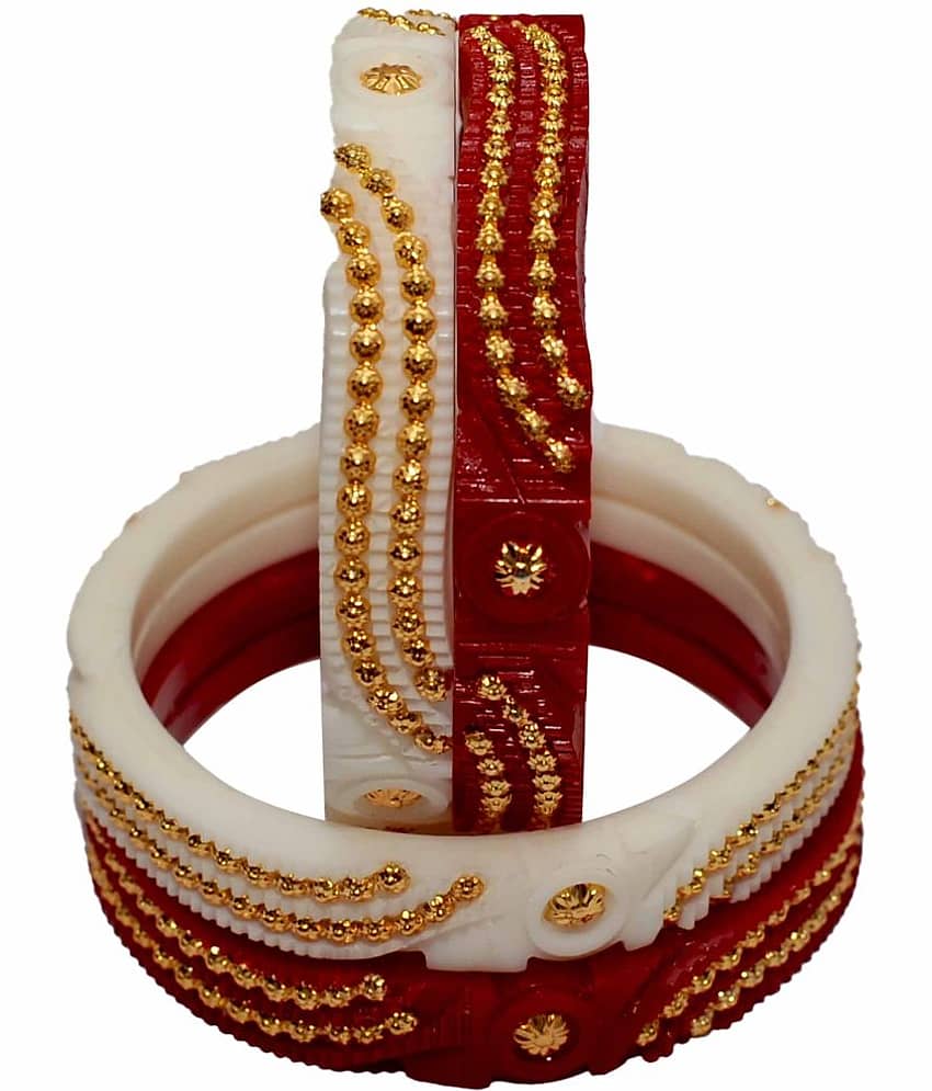 Bovzen White Bangle ( Pack of 4 )