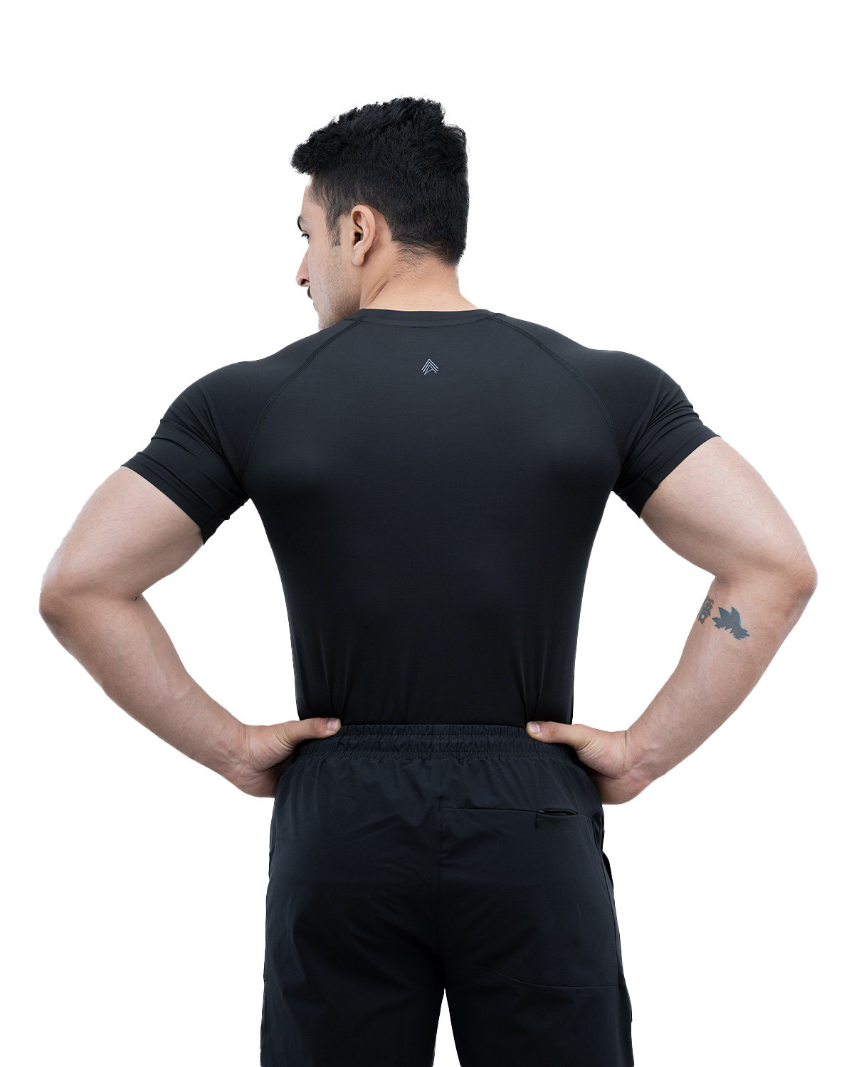 Athflex Men's Half Sleeve Edge Compression T-Shirt-Athletic Base Layer for Gym,Cycling,Training,Workout,Poly-Spandex Blend,Tactical Sportswear & Gymwear - black/XXL view 2