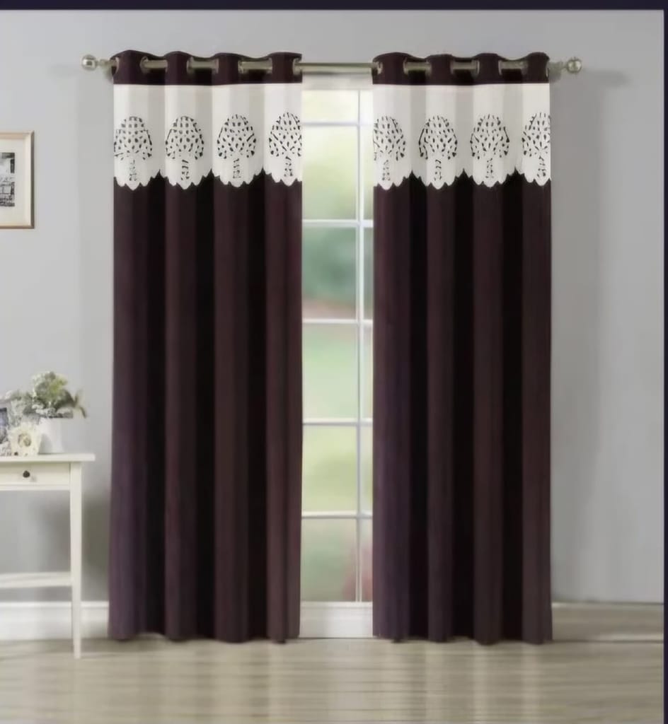 Luxury Brown Curtains for Living Room with Tree Pattern - 2 Panels