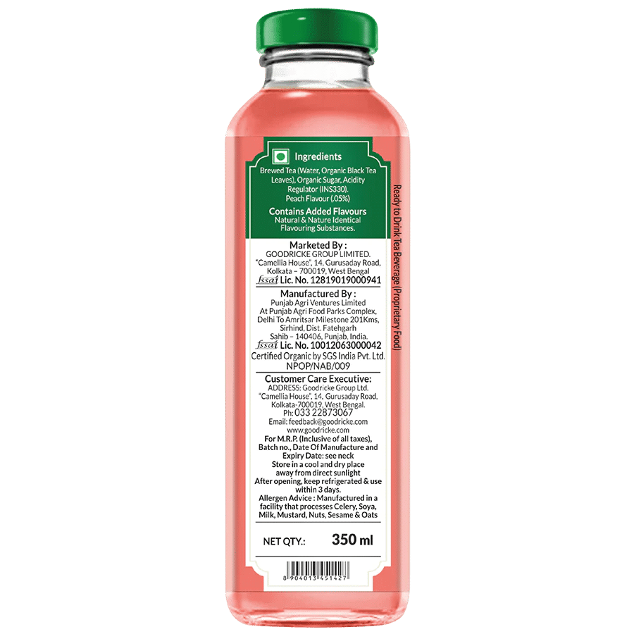 Goodricke Organic Darjeeling Iced Black Tea - Classic Peach, 350 ml (Pack of 3) view 2