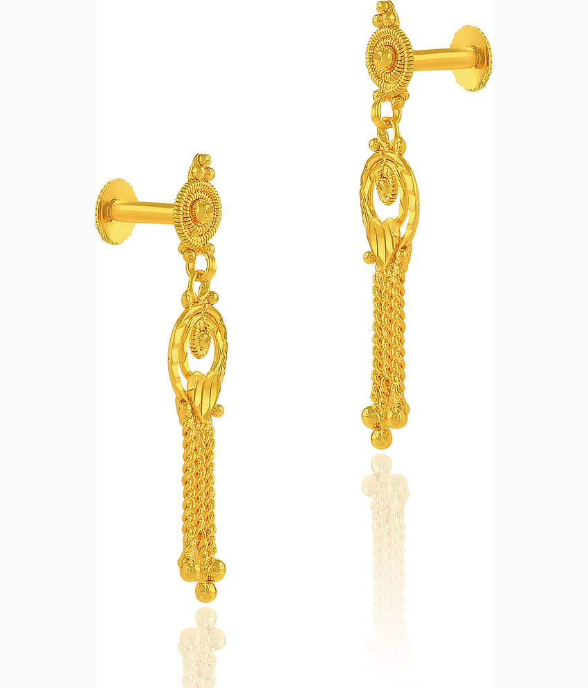 LUV FASHION Golden Drop Earrings ( Pack of 1 ) view 2