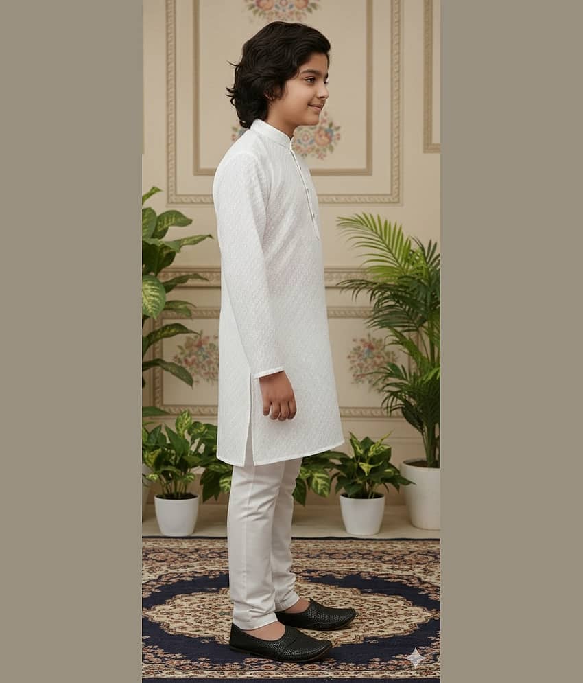 Aarika Boys Cotton White Kurta Pyjama Set ( Pack of 1 ) view 2