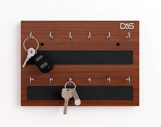 DAS Wall Mounted Home Dcor Key Chain Holder/Organizer Key Hooks Classic Walnut (12 Hooks)- Dex view 2