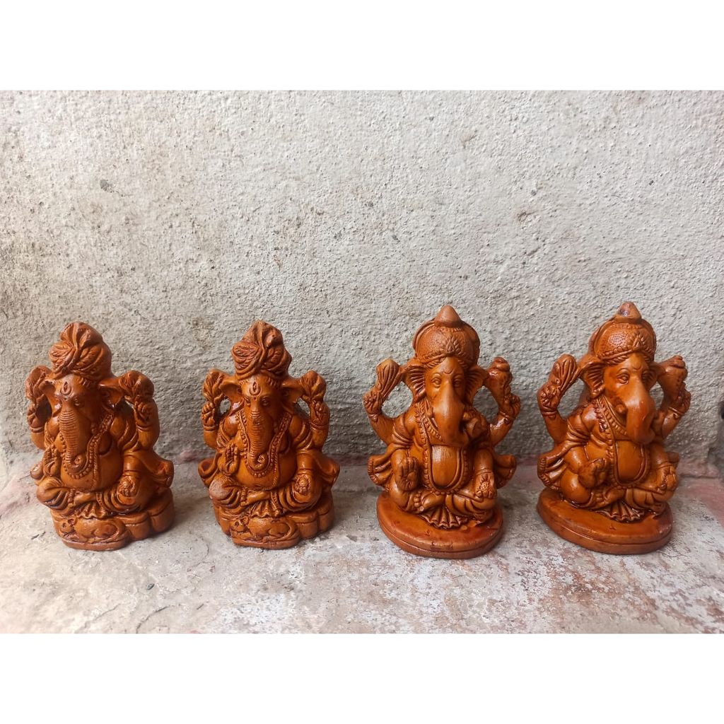 Exquisite Terracotta Ganesha Idols Set - Eco-Friendly Clay Ganpati Statue for Home Decor view 2