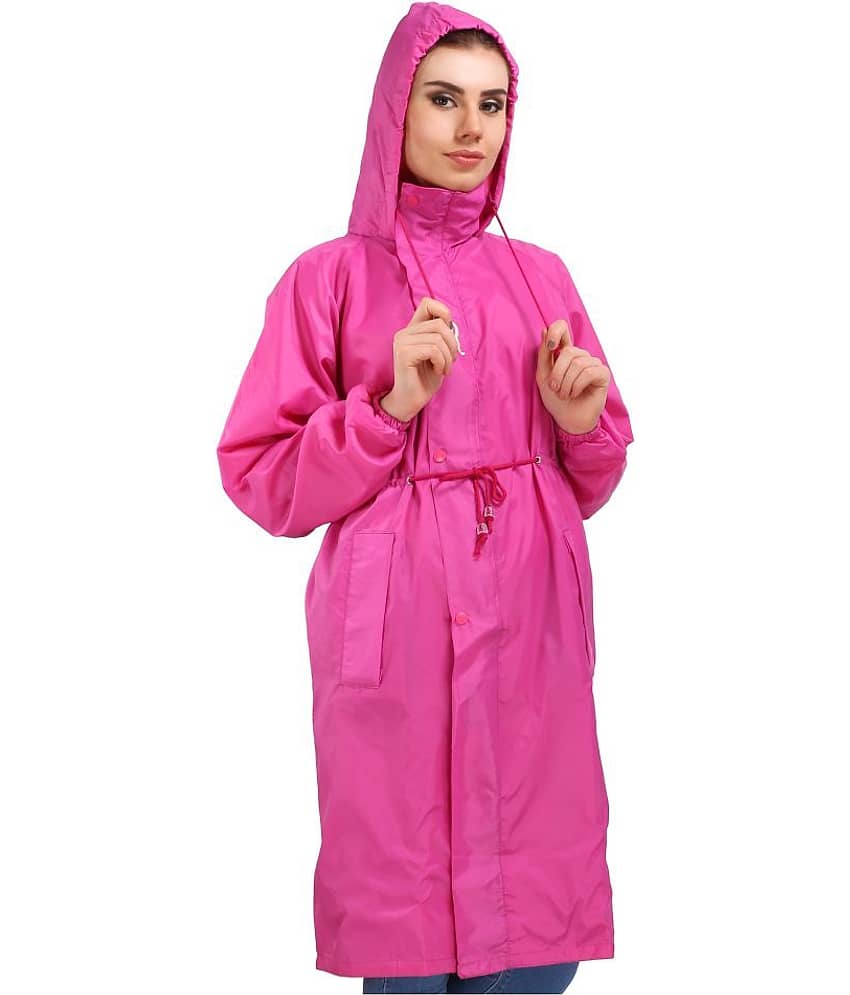 Goodluck Polyester Long Raincoat - Pink view 2