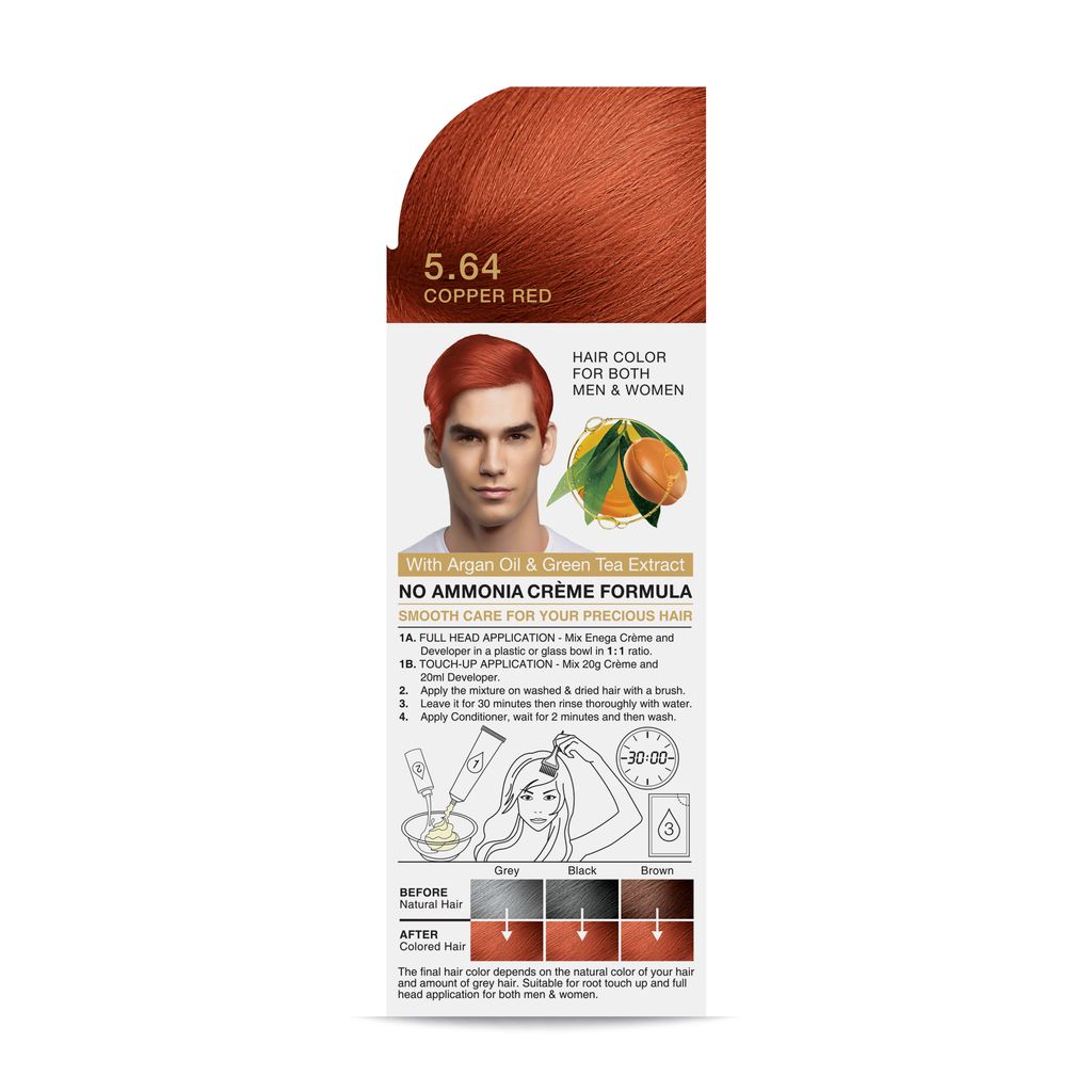 Enega Copper Red Hair Color Cream120ml | No Ammonia | With Argan Oil & Green Tea Extract | Nourishing & Long-Lasting view 2