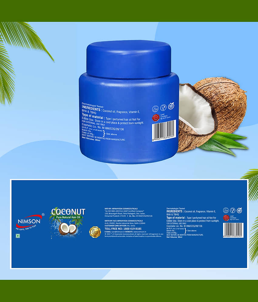 Nimson Coconut Hair Oil 500 ml , Anti Dandruff Pure & Natural Oil for Hair Growth, Strength & Shine view 2
