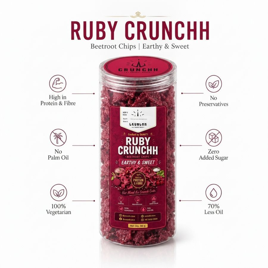 RUBY CRUNCHH BEETROOT CHIPS - 80 gm - One cylindrical container view 2