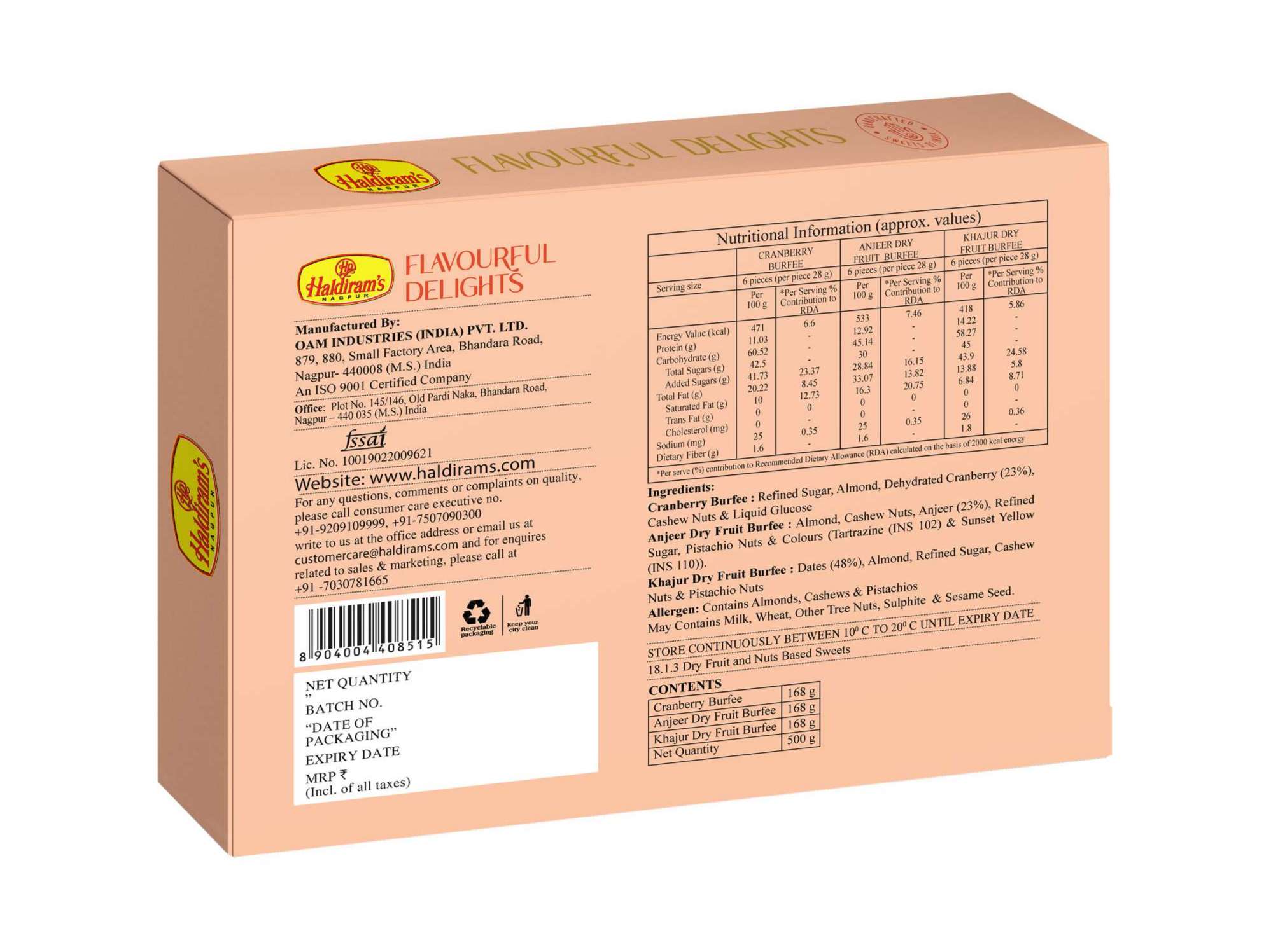 Haldiram's Flavourful Delights (Assorted Dry Fruits Burfee) Packed Sweets - 500 Gm view 2