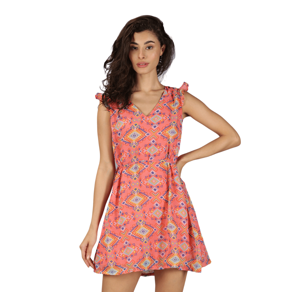 Georgette Pink Short Designer Dress view 2