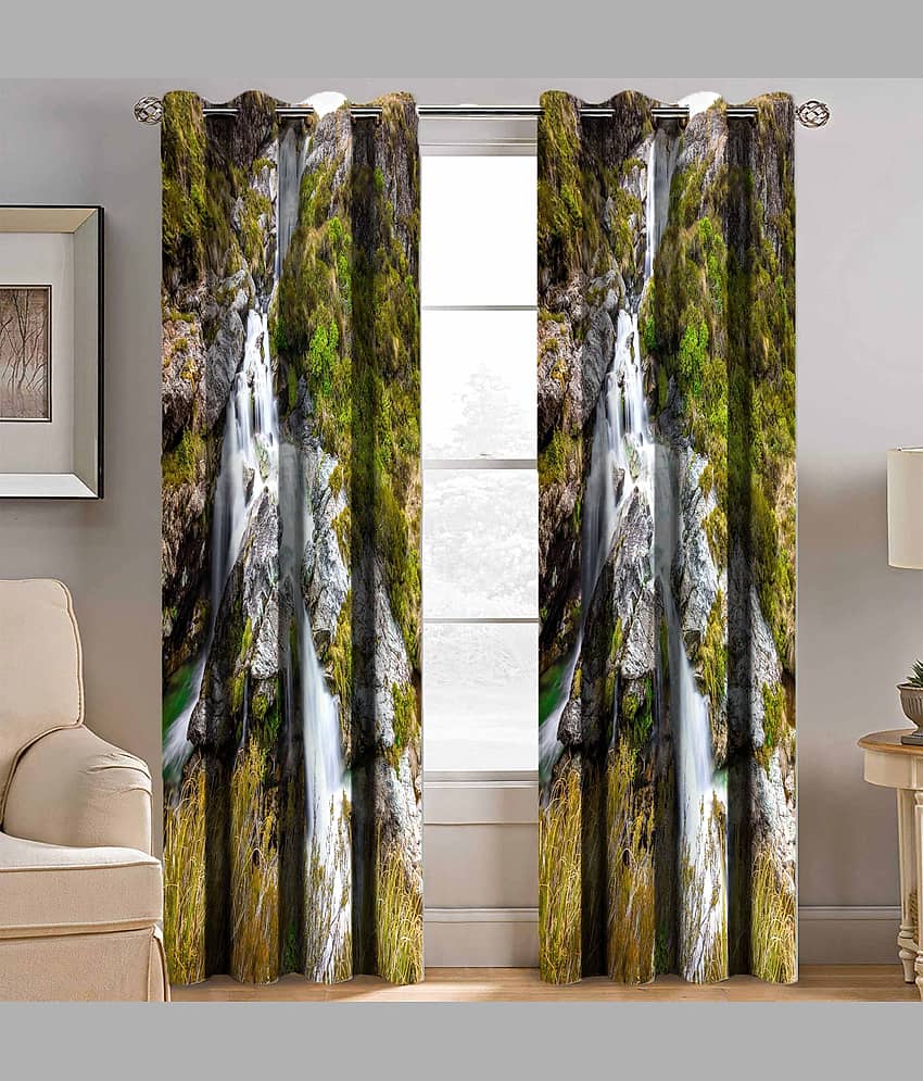 BELLA TRUE Printed Semi-Transparent Curtain 7 ft Pack of 1 Multi Color view 2