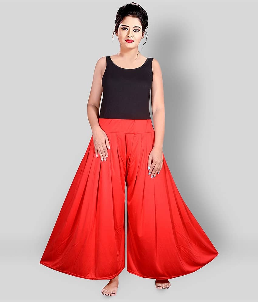 PURSA - Red Satin Wide leg Women's Palazzos ( Pack of 1 )