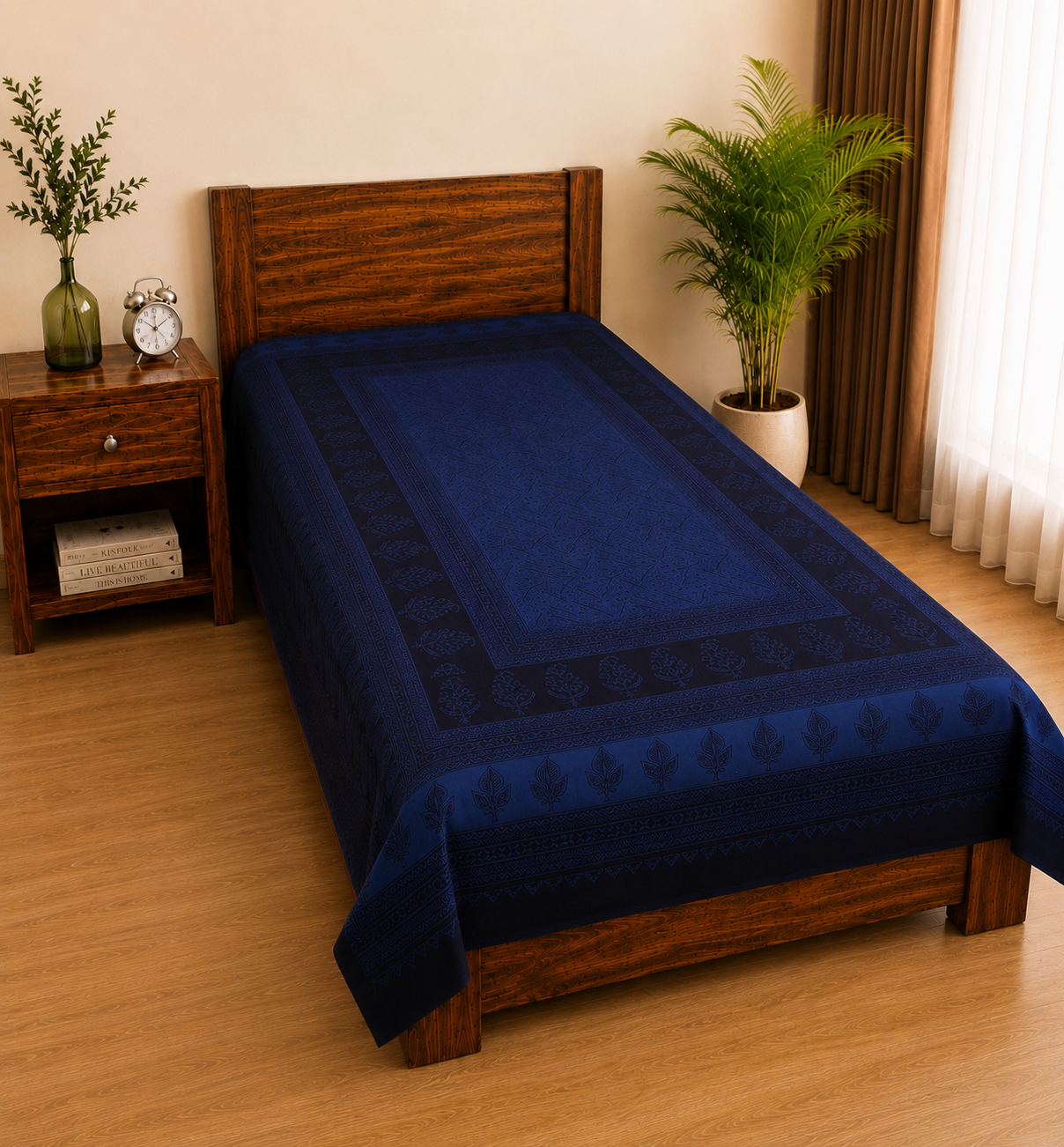 Hand Block Bagh Cotton Single Bedsheet view 2