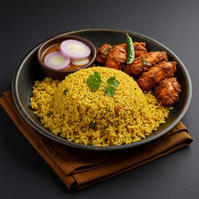 Bagara Rice With Andhra Chicken Fry