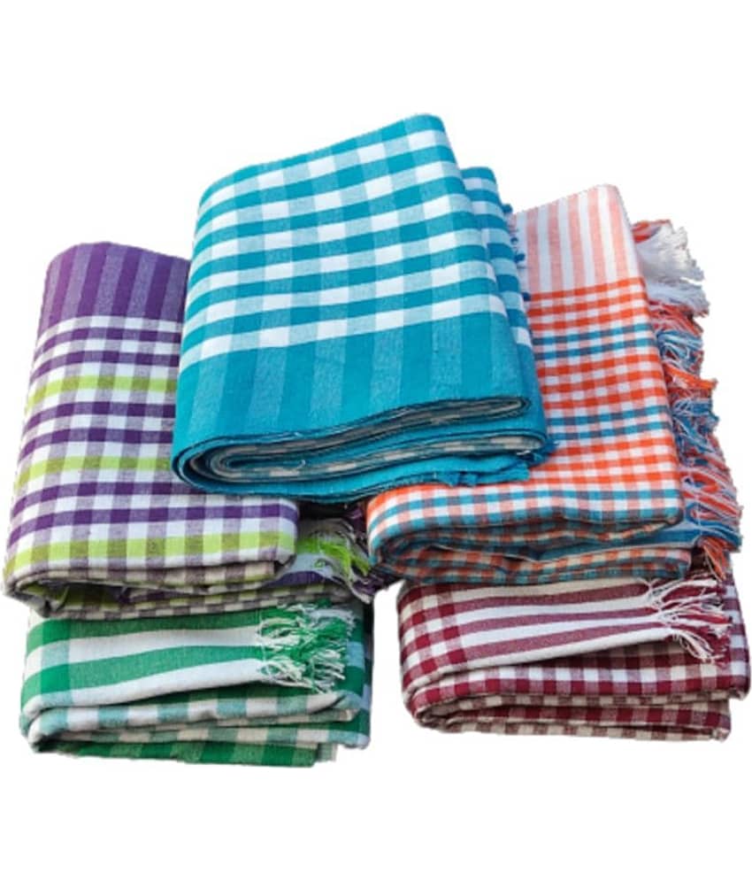 KAKUMANU - Multicolor Cotton Checks Bath Towel (Pack of 5) view 2