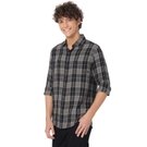 Mufti Navy & Olive Large Check Slim Fit Casual Shirt view 2