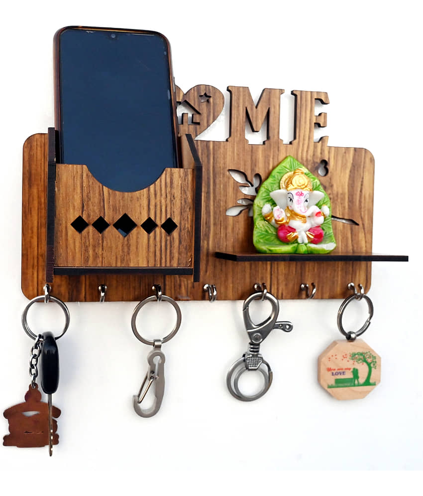 Arpita Crafts Beige Wood Key Holder - Pack of 1 view 2