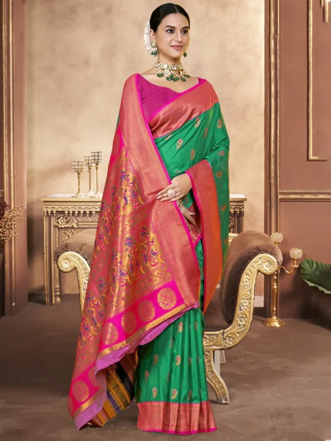 Green Silk Saree view 2